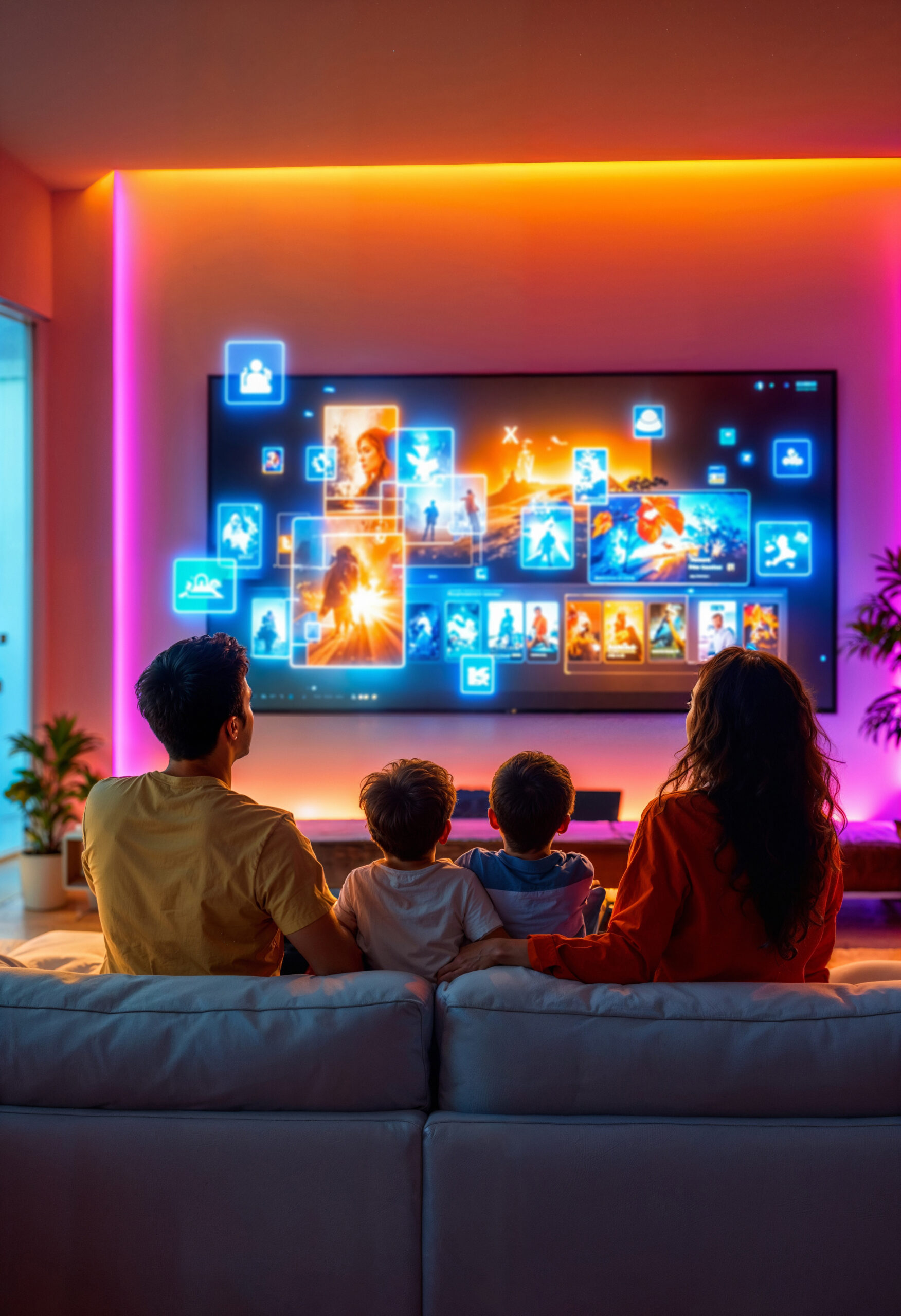 digital-environment-scene iptv tv with familly
